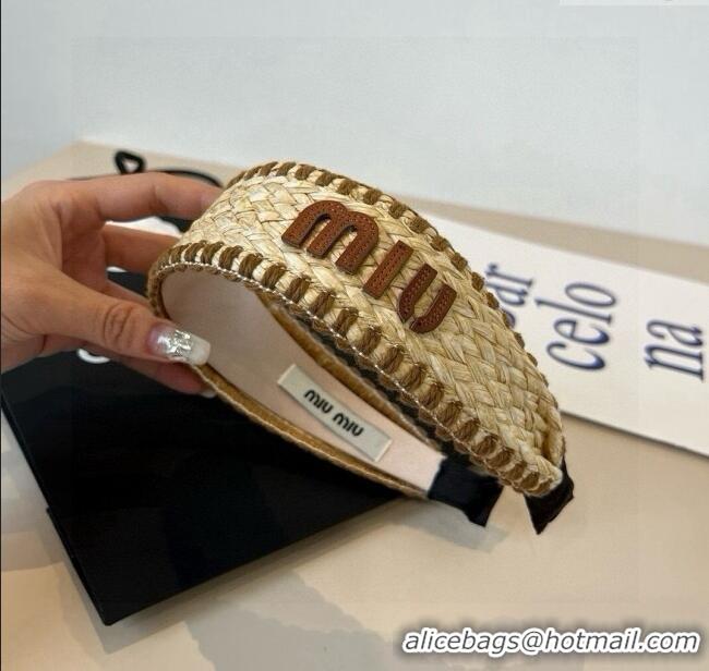 Best Price Miu Miu Straw Headband 0723 Beige/Brown 2025
