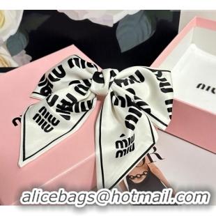 Good Quality Miu Miu Printed Bow Hair Clip 0723 White 2025