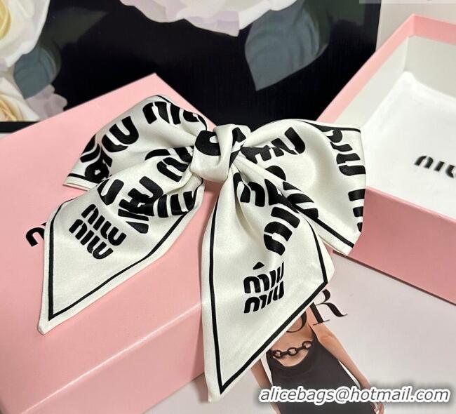 Good Quality Miu Miu Printed Bow Hair Clip 0723 White 2025