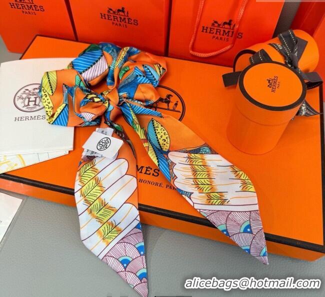 Cheapest Hermes Tree Twilly Silk Bandeau and Hairring Set 0724 Orange 2025