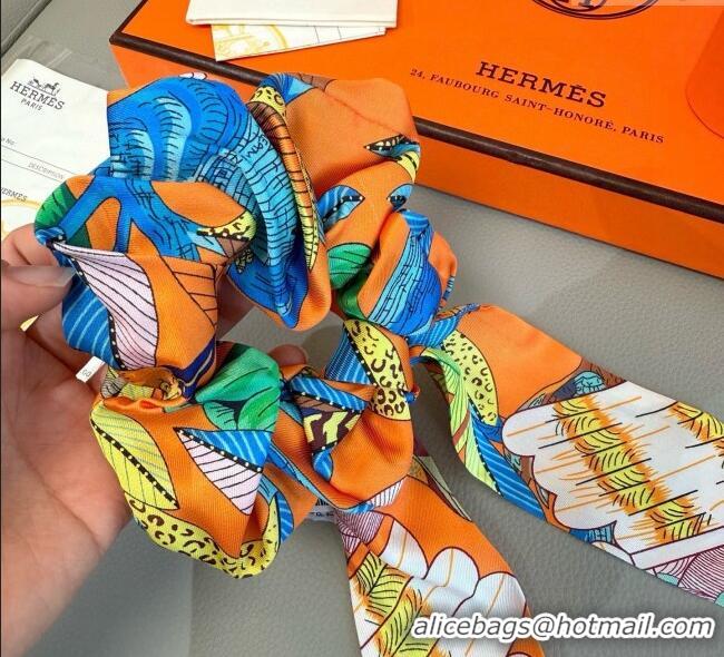 Cheapest Hermes Tree Twilly Silk Bandeau and Hairring Set 0724 Orange 2025