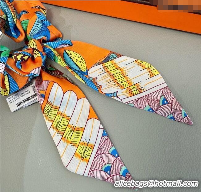 Cheapest Hermes Tree Twilly Silk Bandeau and Hairring Set 0724 Orange 2025