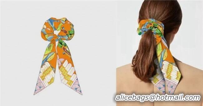 Cheapest Hermes Tree Twilly Silk Bandeau and Hairring Set 0724 Orange 2025