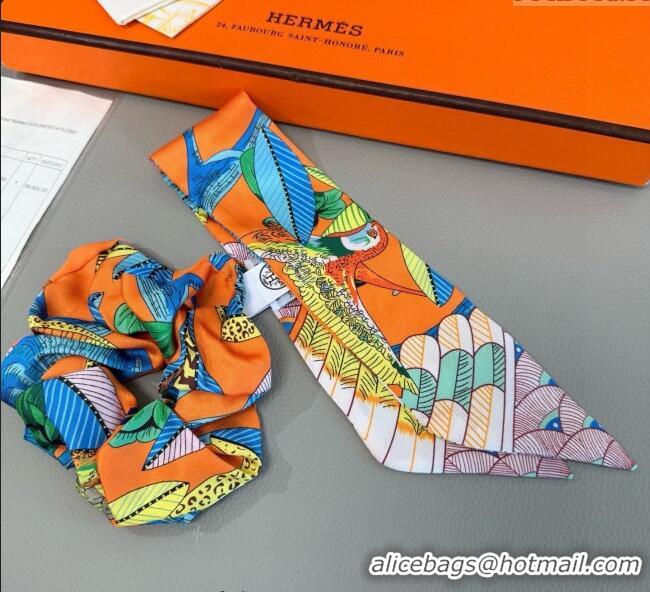 Cheapest Hermes Tree Twilly Silk Bandeau and Hairring Set 0724 Orange 2025
