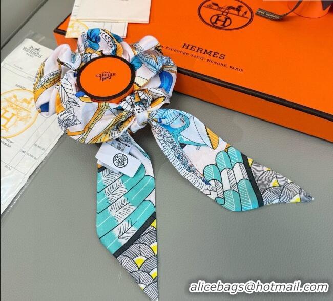 Trendy Design Hermes Tree Twilly Silk Bandeau and Hairring Set 0724 Green 2025