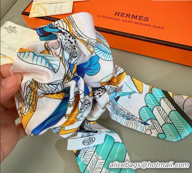 Trendy Design Hermes Tree Twilly Silk Bandeau and Hairring Set 0724 Green 2025