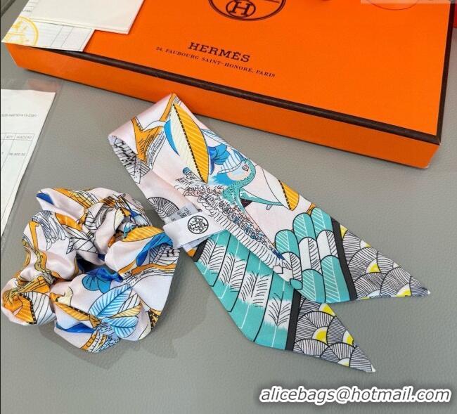 Trendy Design Hermes Tree Twilly Silk Bandeau and Hairring Set 0724 Green 2025