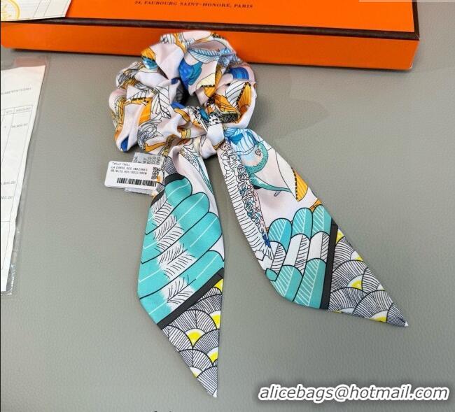 Trendy Design Hermes Tree Twilly Silk Bandeau and Hairring Set 0724 Green 2025