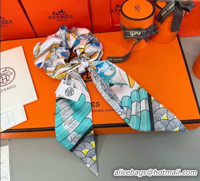 Trendy Design Hermes Tree Twilly Silk Bandeau and Hairring Set 0724 Green 2025