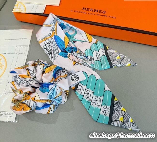 Trendy Design Hermes Tree Twilly Silk Bandeau and Hairring Set 0724 Green 2025