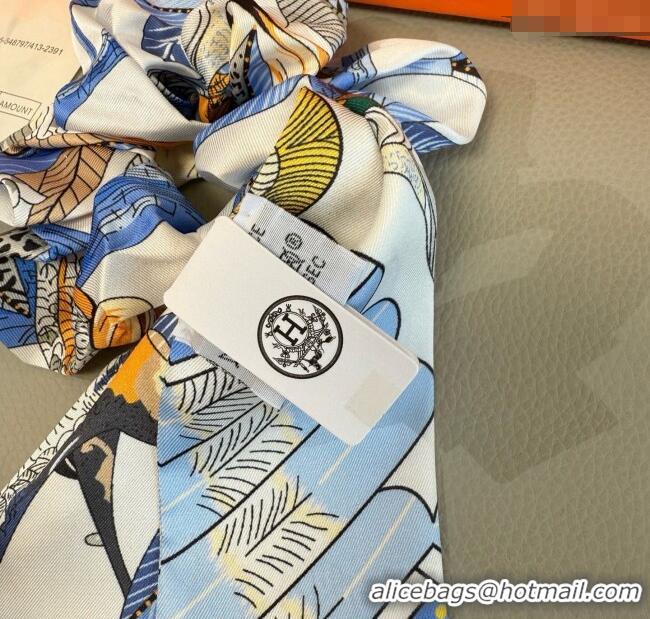 Famous Brand Hermes Tree Twilly Silk Bandeau and Hairring Set 0724 Blue 2025