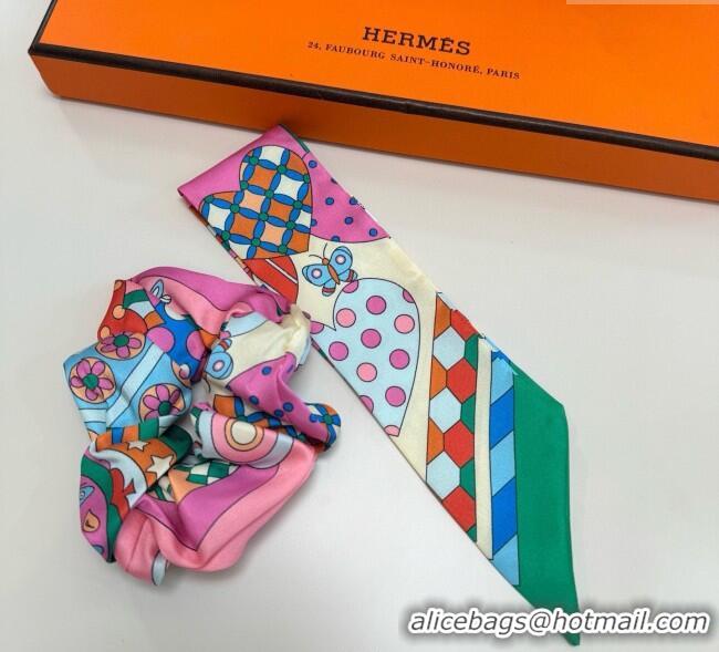 Good Product Hermes Forest Twilly Silk Bandeau and Hairring Set 0724 Yellow 2025