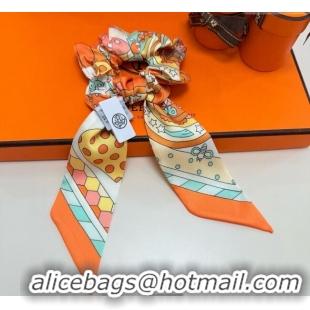 Buy Fashionable Hermes Forest Twilly Silk Bandeau and Hairring Set 0724 Orange 2025