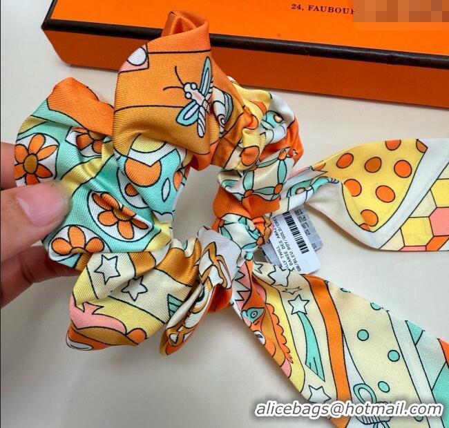 Buy Fashionable Hermes Forest Twilly Silk Bandeau and Hairring Set 0724 Orange 2025