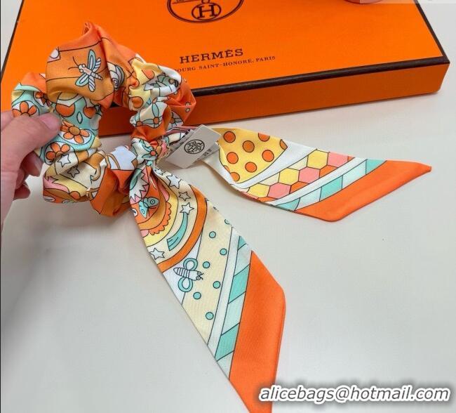 Buy Fashionable Hermes Forest Twilly Silk Bandeau and Hairring Set 0724 Orange 2025