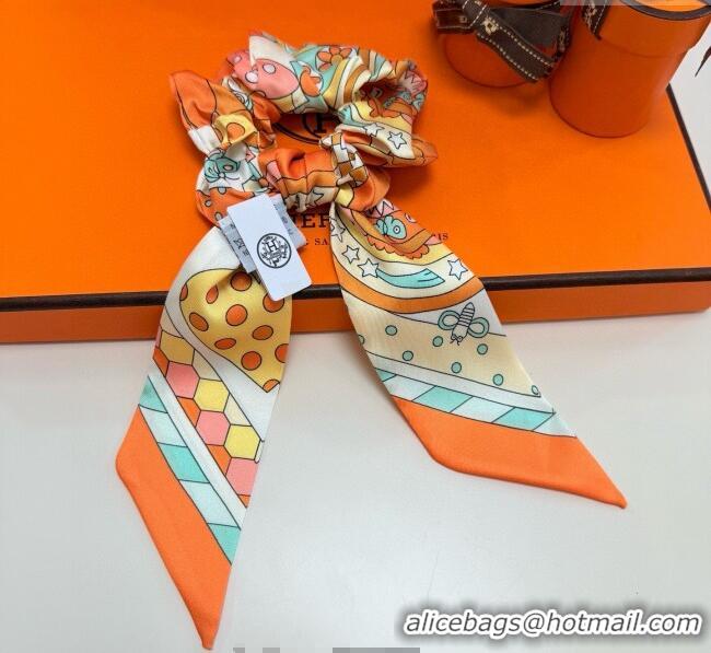 Buy Fashionable Hermes Forest Twilly Silk Bandeau and Hairring Set 0724 Orange 2025