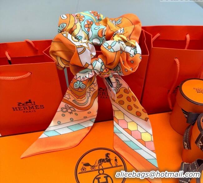Buy Fashionable Hermes Forest Twilly Silk Bandeau and Hairring Set 0724 Orange 2025