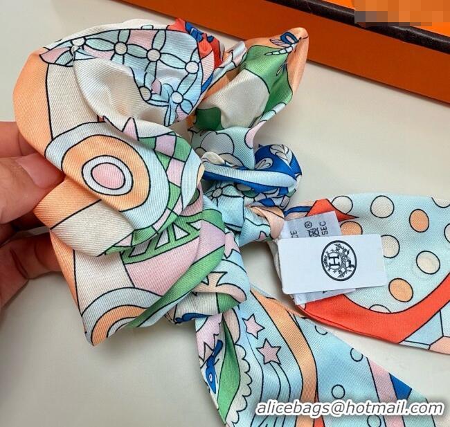 Fashion Discount Hermes Forest Twilly Silk Bandeau and Hairring Set 0724 Pink 2025