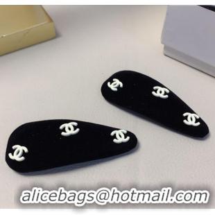 Best Luxury Chanel Velvet Hair Clip with CC CH091101 Black 2025 (PAIR)