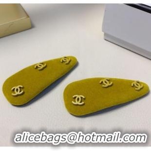 Buy Cheap Chanel Velvet Hair Clip with CC CH091101 Yellow 2025 (PAIR)