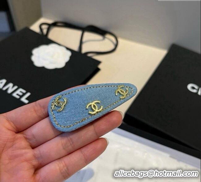 Good Taste Chanel Denim Hair Clip with CC CH091103 Blue 2025