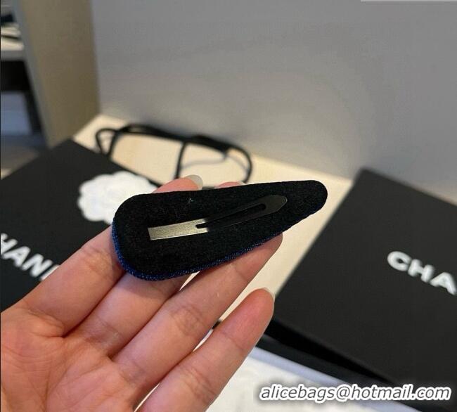 Good Taste Chanel Denim Hair Clip with CC CH091103 Blue 2025