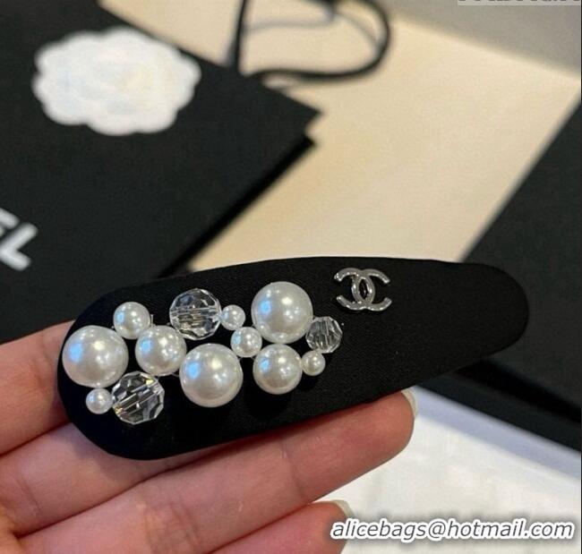 Luxury Discount Chanel Pearls Hair Clip CH091104 Black 2025