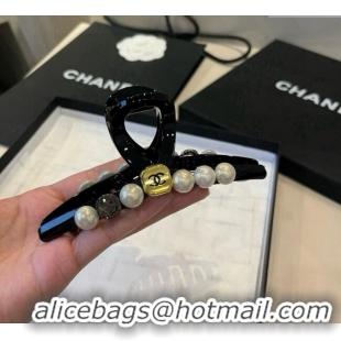 Luxury Discount Chanel Hair Clip with Pearls CH0911015 Black 2025