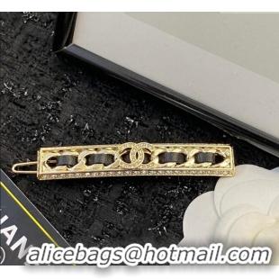 Unique Discount Chanel Hair Clip with Leather CH0911024 Black 2025