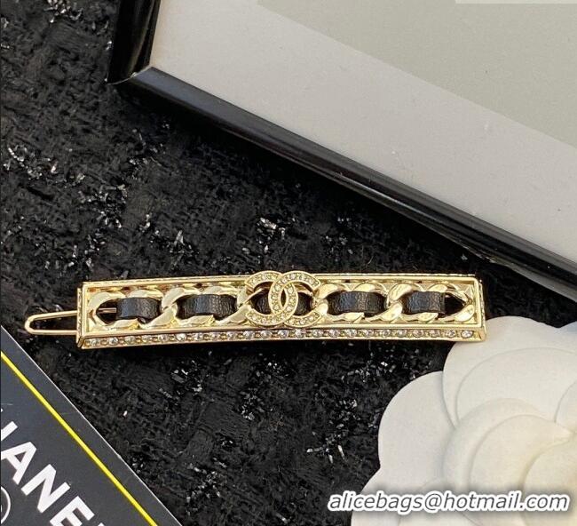 Unique Discount Chanel Hair Clip with Leather CH0911024 Black 2025