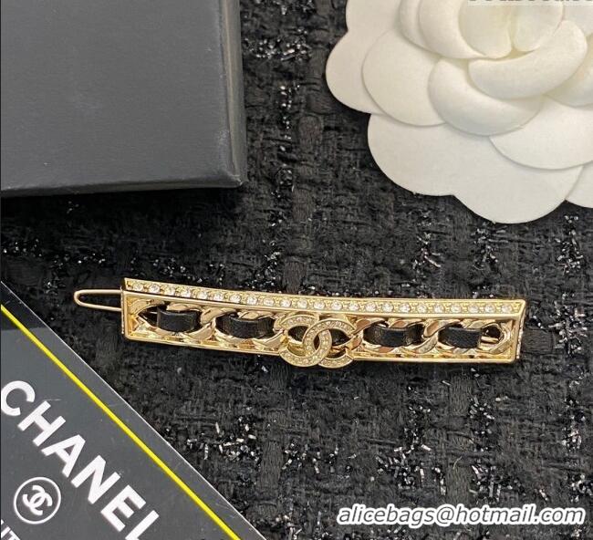 Unique Discount Chanel Hair Clip with Leather CH0911024 Black 2025