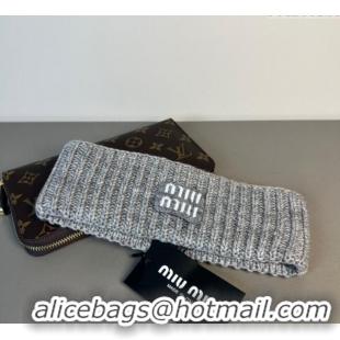Shop Classic Miu Miu Knit Headband MIU0911043 Grey 2025