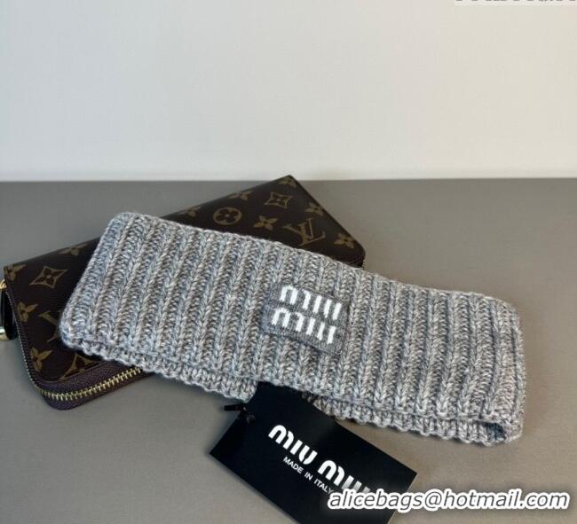 Shop Classic Miu Miu Knit Headband MIU0911043 Grey 2025
