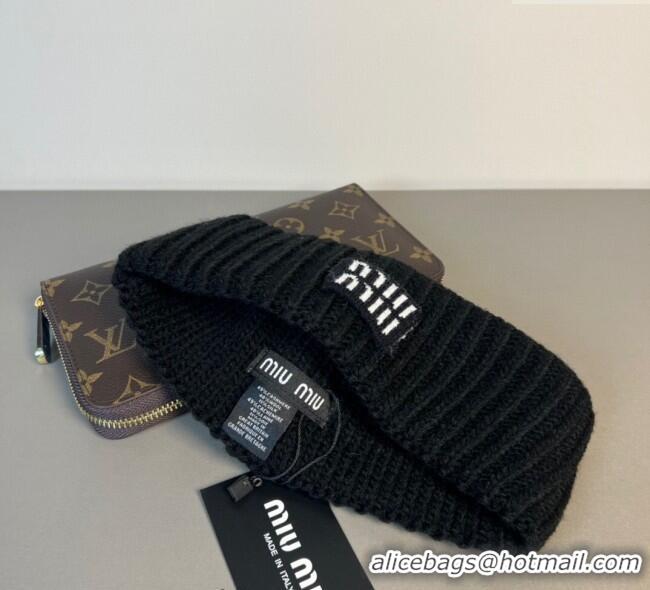 Original Cheap Miu Miu Knit Headband MIU0911043 Black 2025