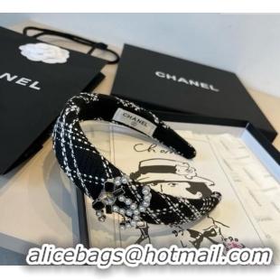 Luxury Cheap Chanel Tweed Headband CH0911062 Black 2025