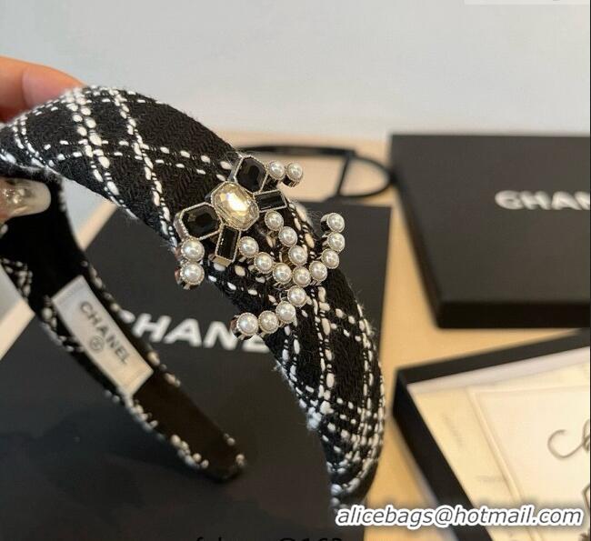 Luxury Cheap Chanel Tweed Headband CH0911062 Black 2025