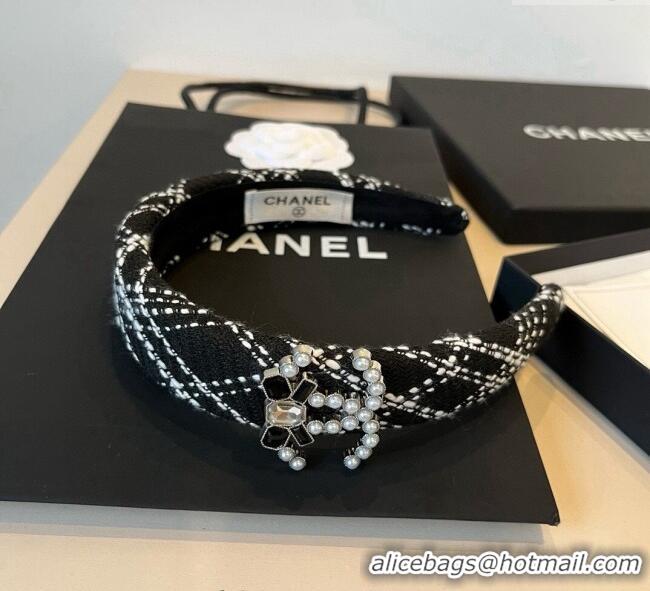 Luxury Cheap Chanel Tweed Headband CH0911062 Black 2025