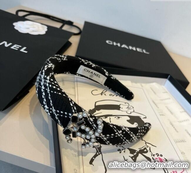 Luxury Cheap Chanel Tweed Headband CH0911062 Black 2025