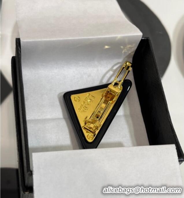 New Promotional Prada Triangle Hair Clip 0916 Black 2025