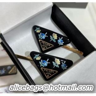 Best Price Prada Flora Hair Clip 0916 Black 2025 (PAIR)
