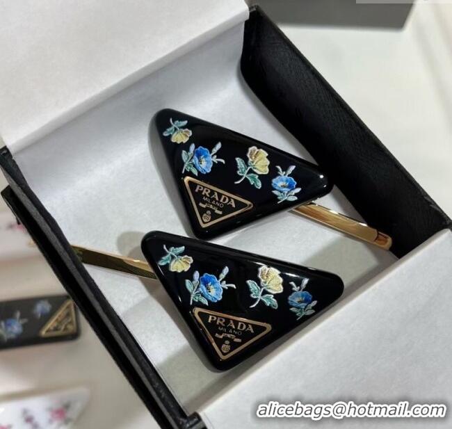 Best Price Prada Flora Hair Clip 0916 Black 2025 (PAIR)