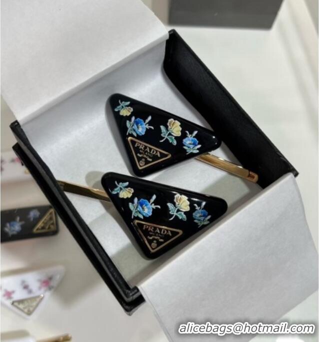 Best Price Prada Flora Hair Clip 0916 Black 2025 (PAIR)