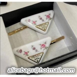 Good Taste Prada Flora Hair Clip 0916 White 2025 (PAIR)