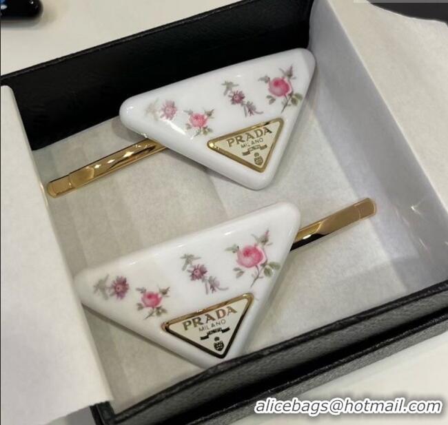 Good Taste Prada Flora Hair Clip 0916 White 2025 (PAIR)