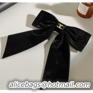 Buy Classic Chanel Velvet Bow Hair Clip CH103128 Black 2025