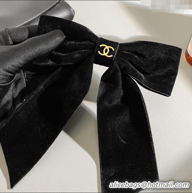 Buy Classic Chanel Velvet Bow Hair Clip CH103128 Black 2025