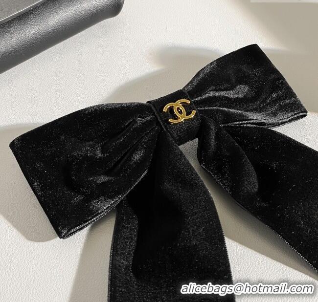 Buy Classic Chanel Velvet Bow Hair Clip CH103128 Black 2025