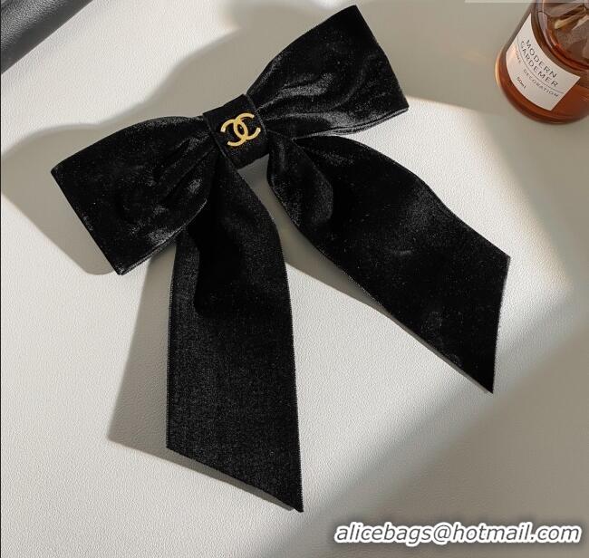 Buy Classic Chanel Velvet Bow Hair Clip CH103128 Black 2025