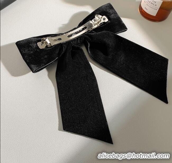 Buy Classic Chanel Velvet Bow Hair Clip CH103128 Black 2025