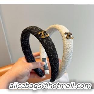 Good Quality Chanel Tweed Headband CH111232 White/Black 2025